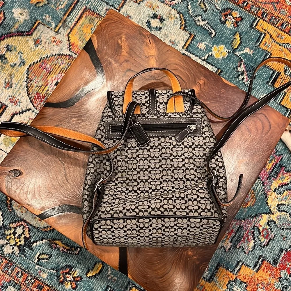 Coach Signature Jacquard Backpack in Black/Khaki